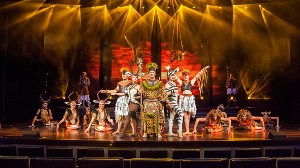 Show Ensemble auf der Mein Schiff posiert beim Finale der Show